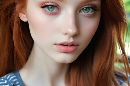 AI girl with red hair wallpaper