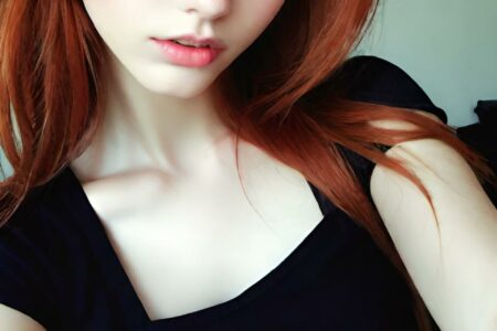 AI girl with red hair wallpaper