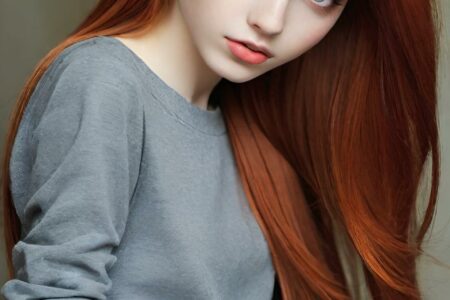 AI girl with red hair wallpaper