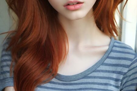 AI girl with red hair wallpaper