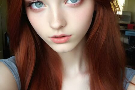 AI girl with red hair wallpaper