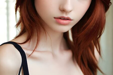 AI girl with red hair wallpaper