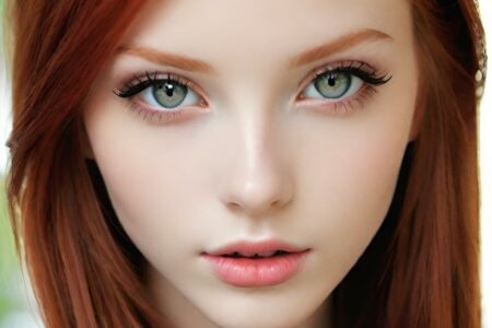 AI girl with red hair wallpaper