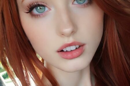 AI girl with red hair wallpaper