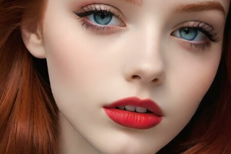 AI girl with red hair wallpaper