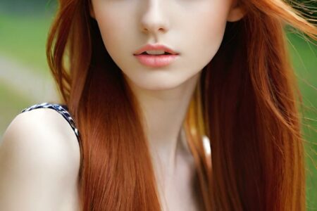 AI girl with red hair wallpaper