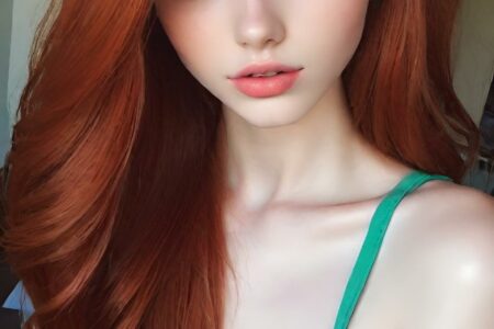 AI girl with red hair wallpaper