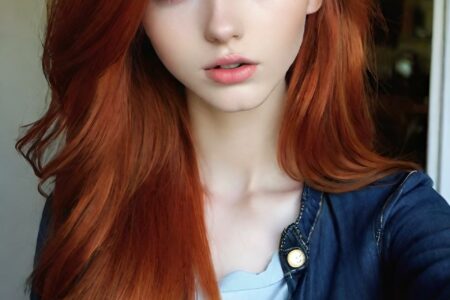 AI girl with red hair wallpaper