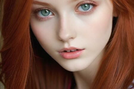 AI girl with red hair wallpaper