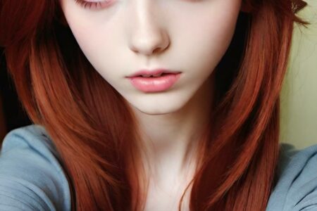 AI girl with red hair wallpaper