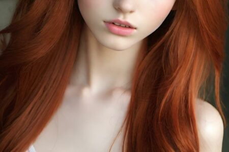AI girl with red hair wallpaper