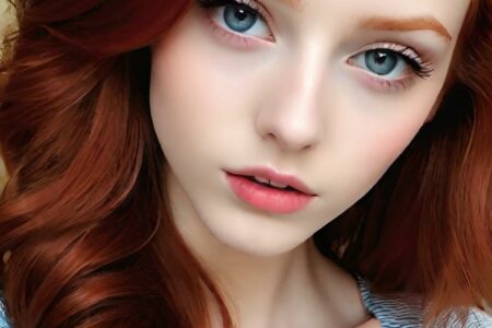 AI girl with red hair wallpaper