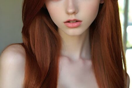 AI girl with red hair wallpaper