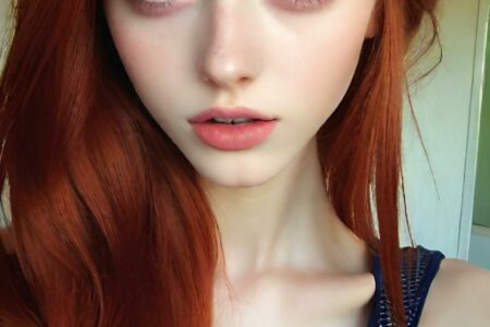 AI girl with red hair wallpaper