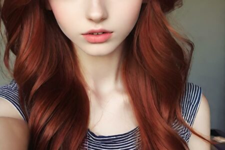 AI girl with red hair wallpaper
