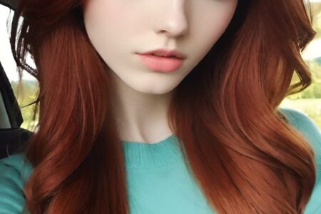 AI girl with red hair wallpaper