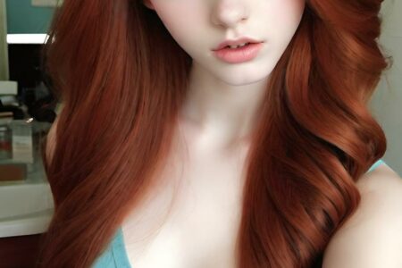 AI girl with red hair wallpaper