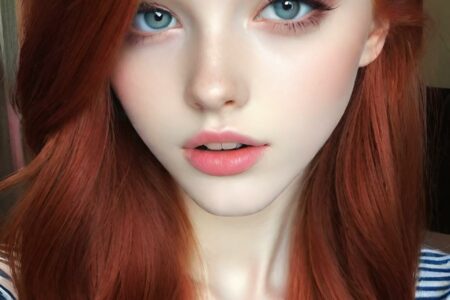 AI girl with red hair wallpaper