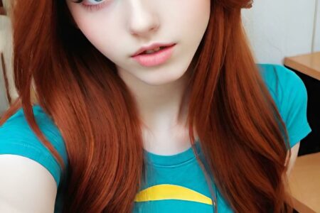 AI girl with red hair wallpaper