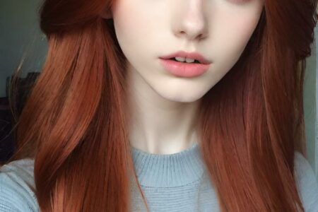 AI girl with red hair wallpaper