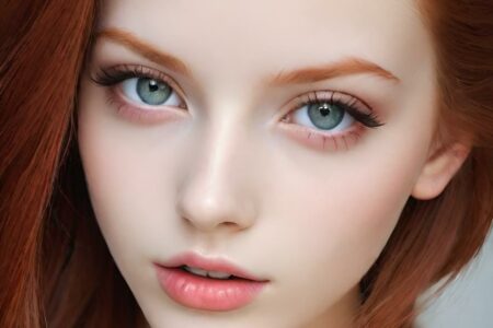 AI girl with red hair wallpaper