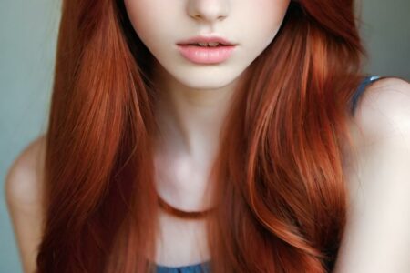 AI girl with red hair wallpaper