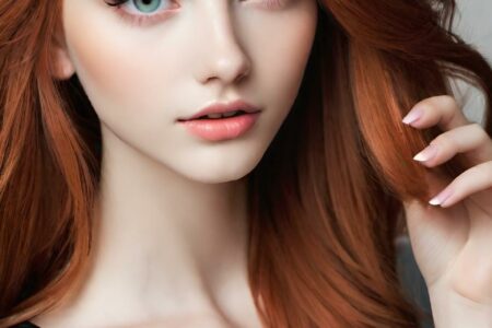 AI girl with red hair wallpaper
