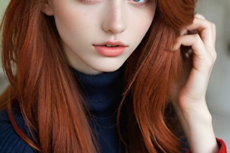 AI girl with red hair wallpaper