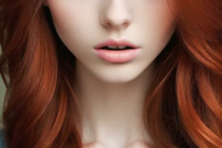 AI girl with red hair wallpaper