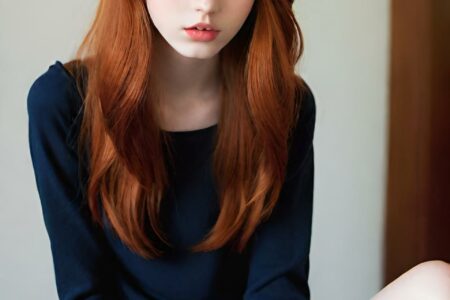 AI girl with red hair wallpaper