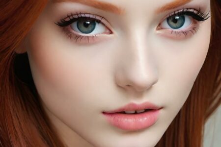 AI girl with red hair wallpaper