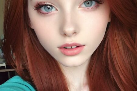 AI girl with red hair wallpaper