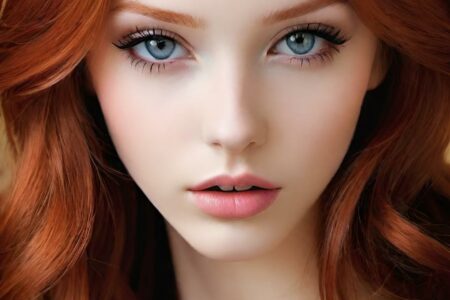 AI girl with red hair wallpaper