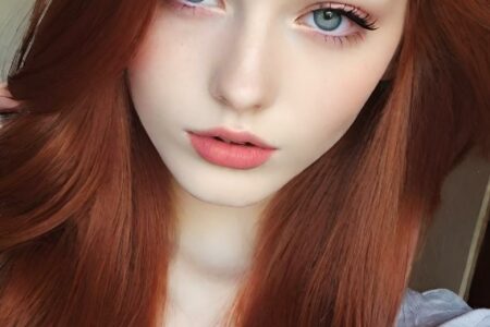 AI girl with red hair wallpaper