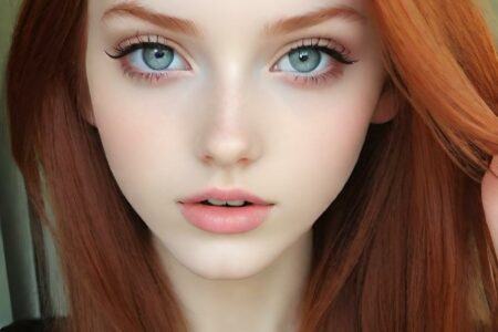 AI girl with red hair wallpaper