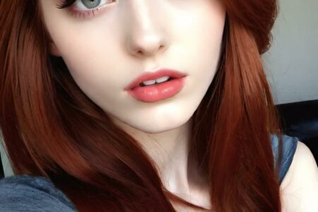 AI girl with red hair wallpaper