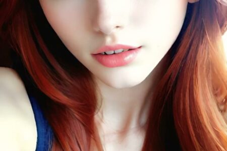 AI girl with red hair wallpaper