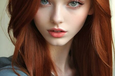 AI girl with red hair wallpaper