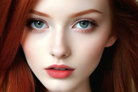 AI girl with red hair wallpaper