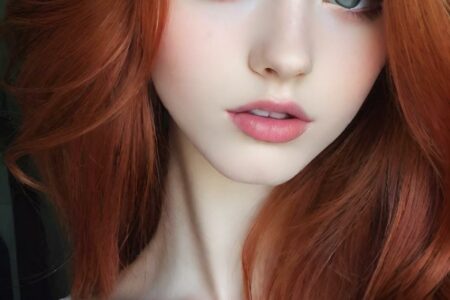 AI girl with red hair wallpaper