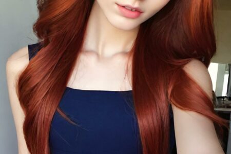 AI girl with red hair wallpaper