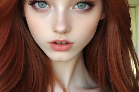 AI girl with red hair wallpaper