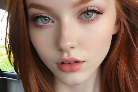 AI girl with red hair wallpaper