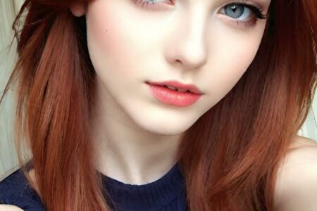 AI girl with red hair wallpaper