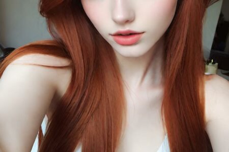 AI girl with red hair wallpaper