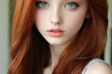 AI girl with red hair wallpaper