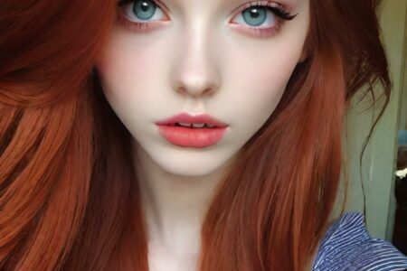 AI girl with red hair wallpaper