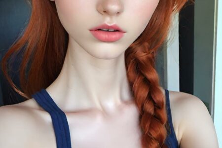 AI girl with red hair wallpaper