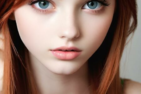 AI girl with red hair wallpaper