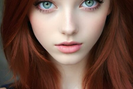 AI girl with red hair wallpaper